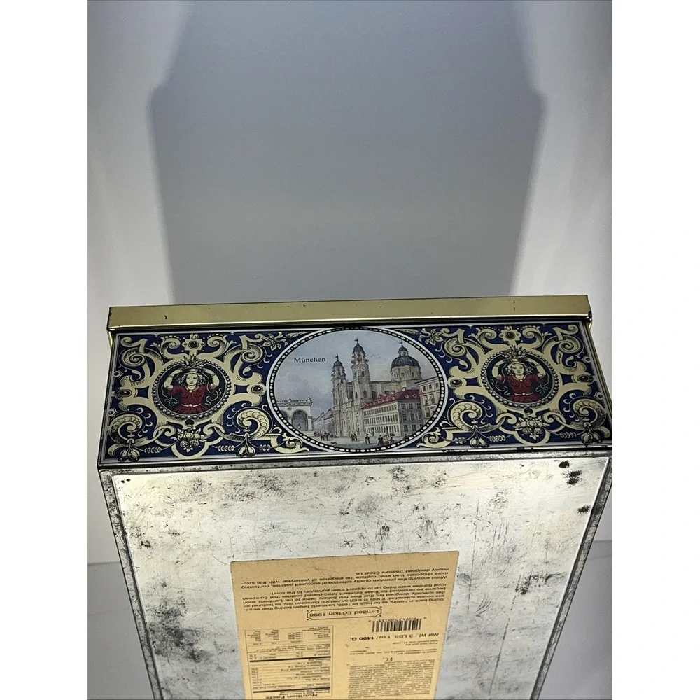 Henry Lambertz GMBH‎ & Co Tin Biscuit Box Hinged Chest 1998 Aachen Germany 14.5